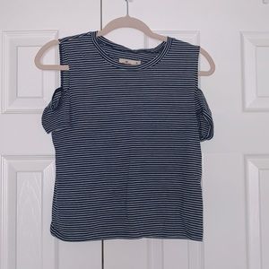 Navy blue Holister shirt with cut out shoulders